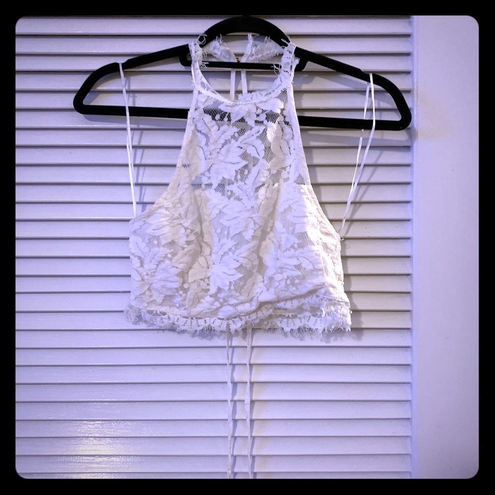 White Lace Crop Top